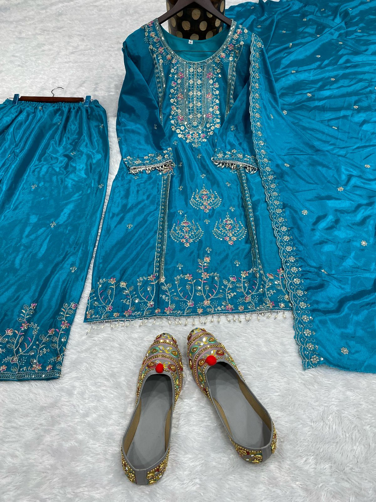 DC G90 Pure Chinon Embroidery Kurti With Bottom Dupatta Orders In India